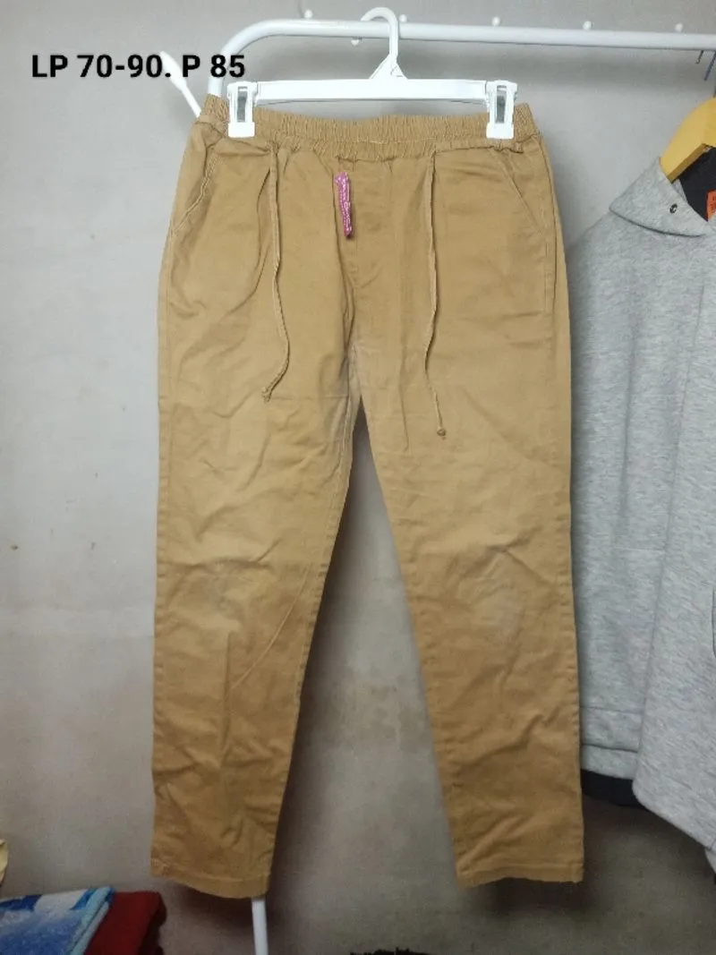 Celana panjang chinos coklat pinggang karet wanita photo 1