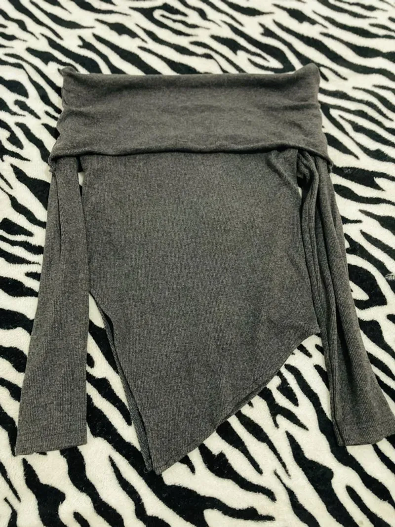 off shoulder top dark grey photo 1