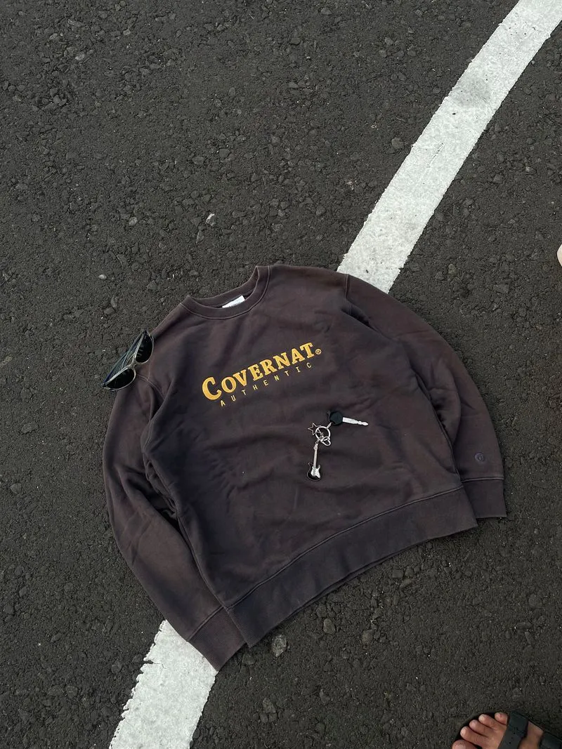 Covernat Vintage Streetwear Sweater Pria brown photo 1