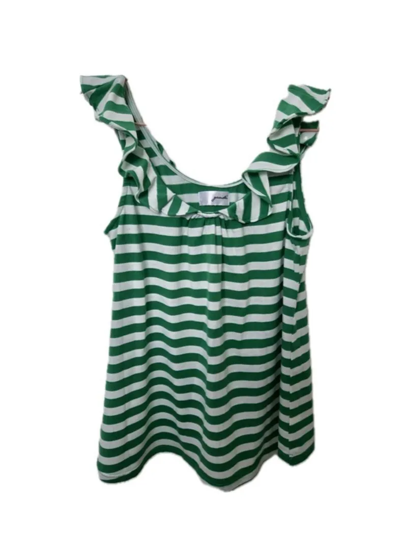 Gaudi Clothing Green & White Striped Ruffle Top photo 1