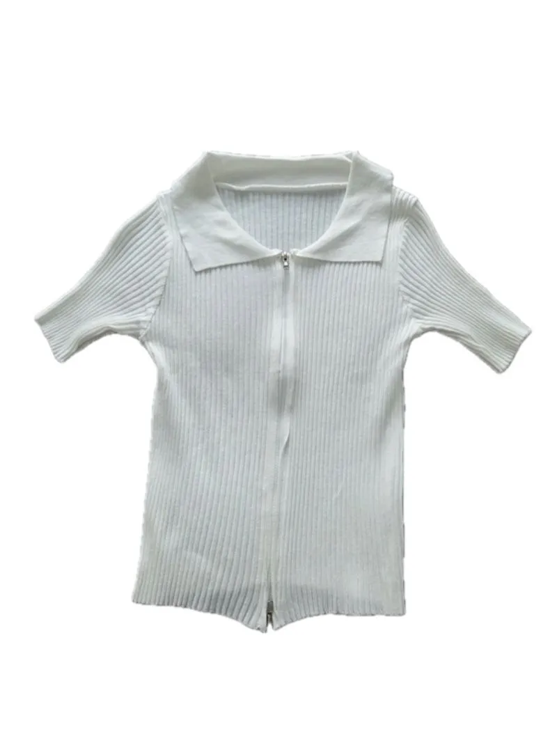 Cropped White Zip Shirt  photo 1