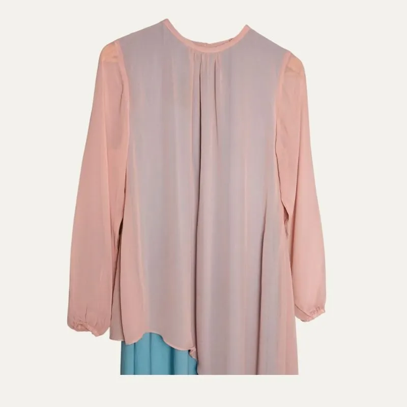 Long Dress Pink Biru Two Tone Kaftan Gamis Abaya Tunik Baju  photo 1