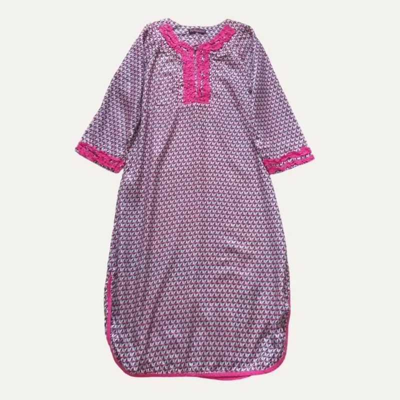 Tunik Hijab Panjang Ala Pakistan Motif Abstrak Pink Fuschia photo 1