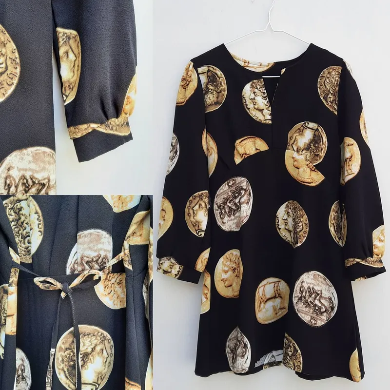 Midi dress Wanita gold black photo 1