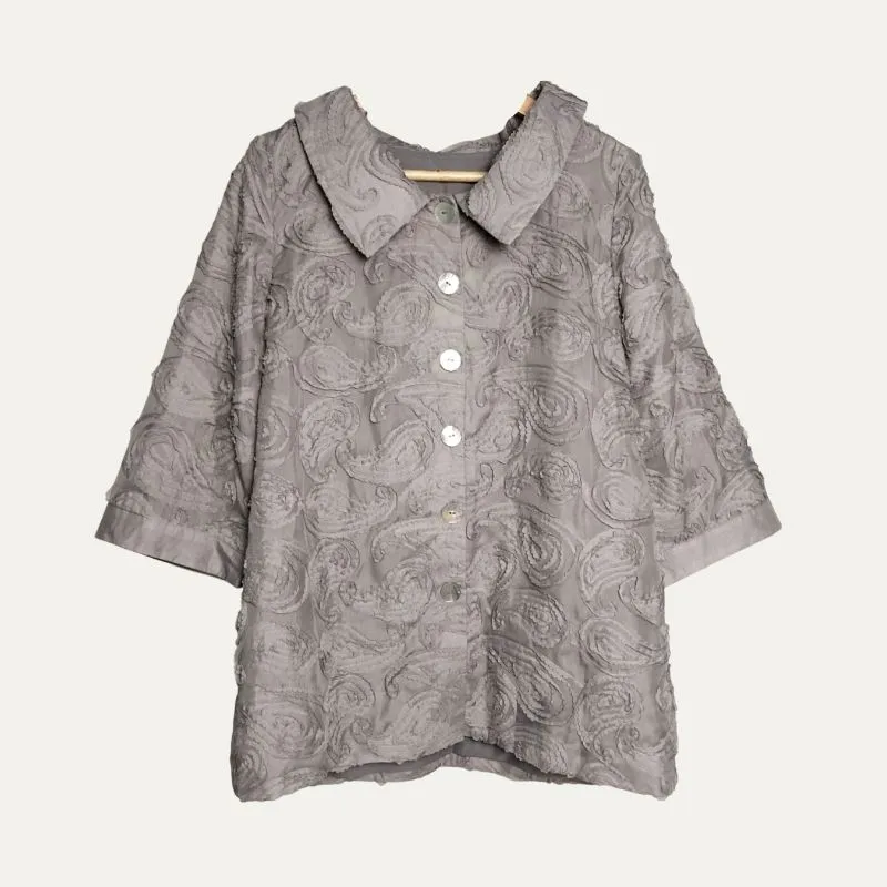 Blouse Grey Abu Abu Pastel Motif Flower Bunga Bunga Atasan F photo 1