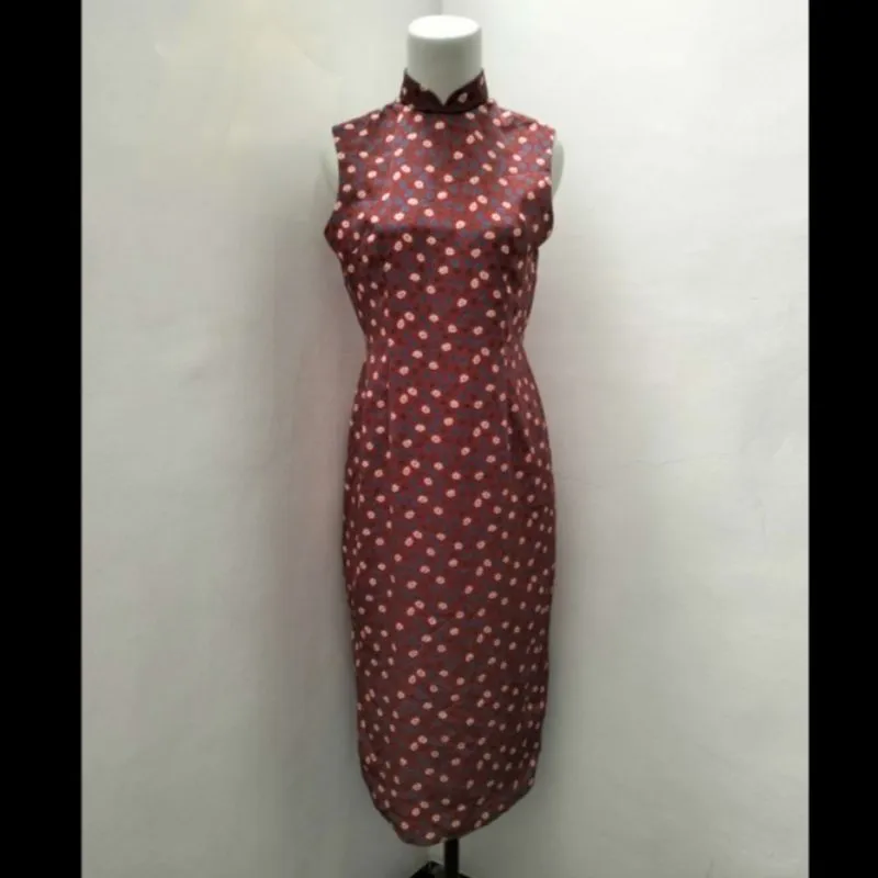 Cheongsam Long Dress Merah Motif photo 1