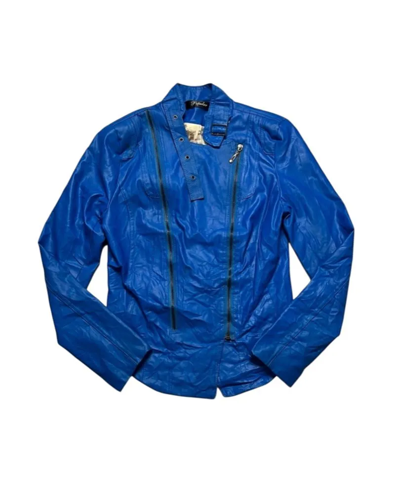 Vintage biker jacket in electric blue photo 1