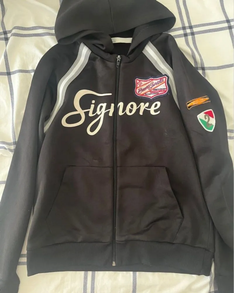 black racing jacket/hoodie photo 1