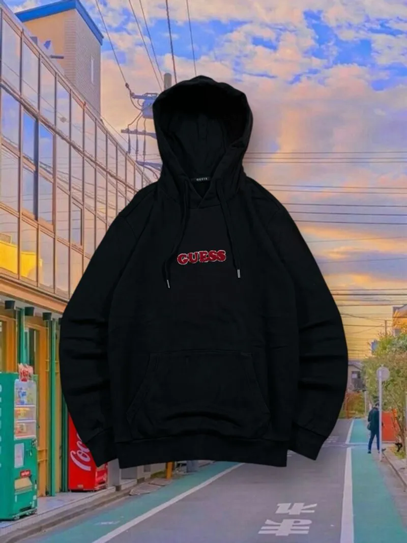Hoodie Guess Bordir Towel Logo Black photo 1