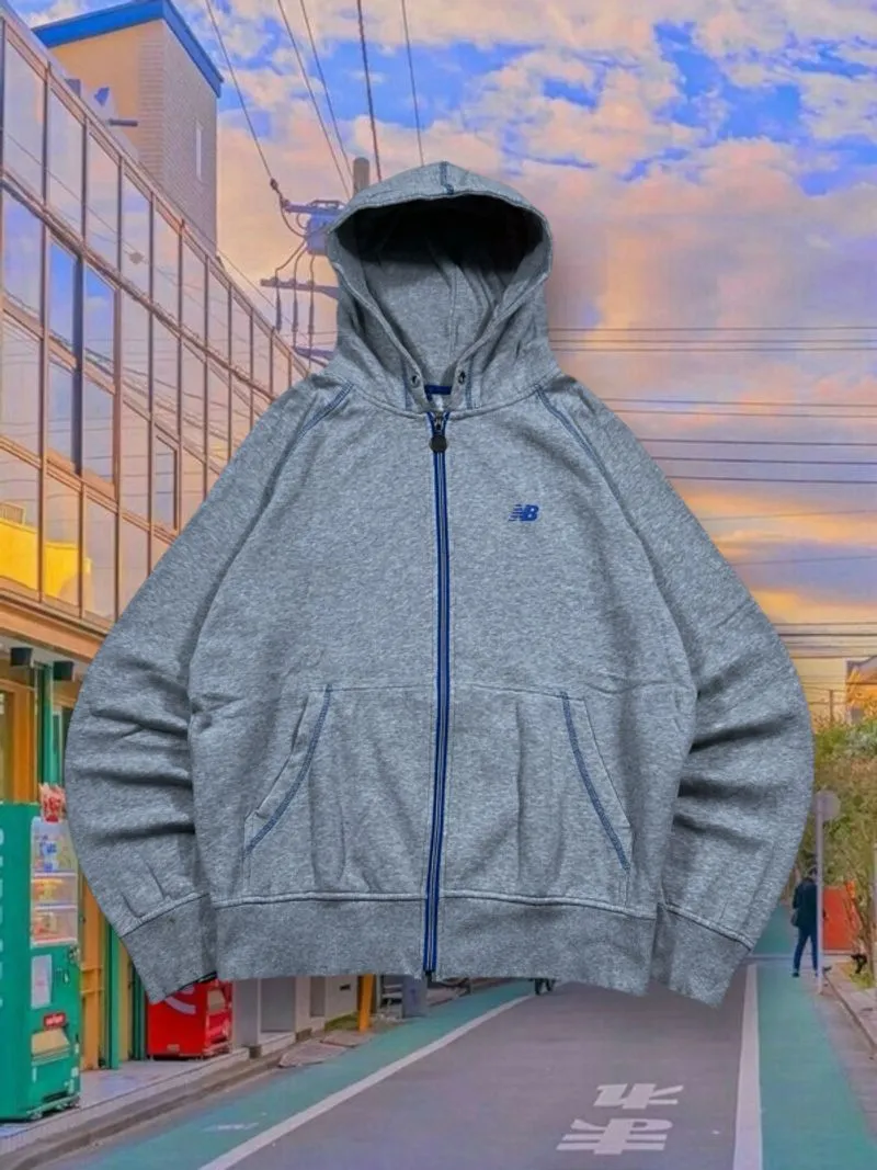 Hoodie Zipper NB Small Logo Boxy Fit Grey photo 1