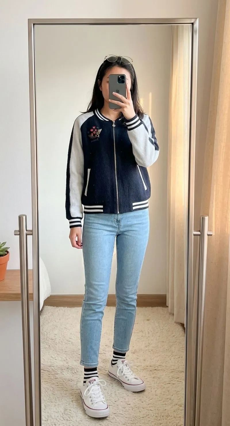 Super Like New! Jaket Varsity Bordir Wanita photo 1