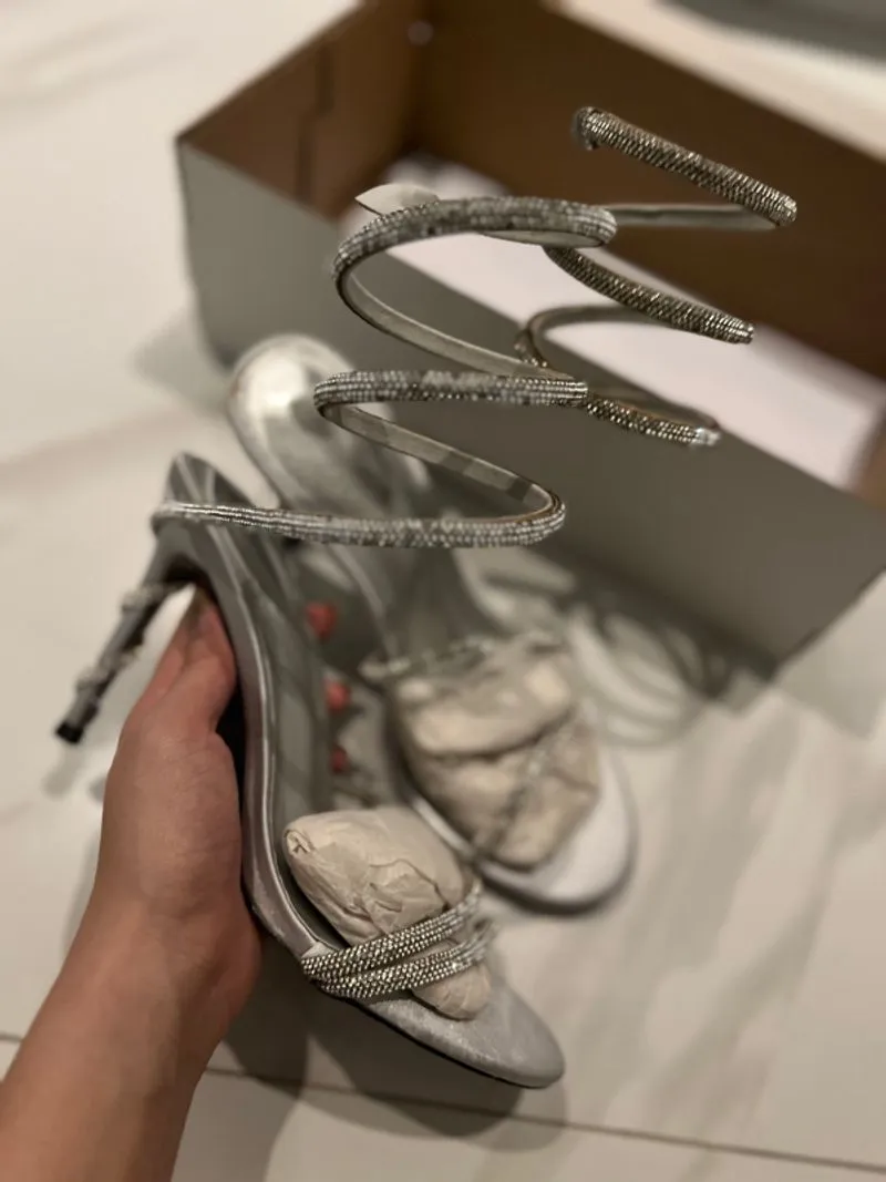Silver high heels photo 1