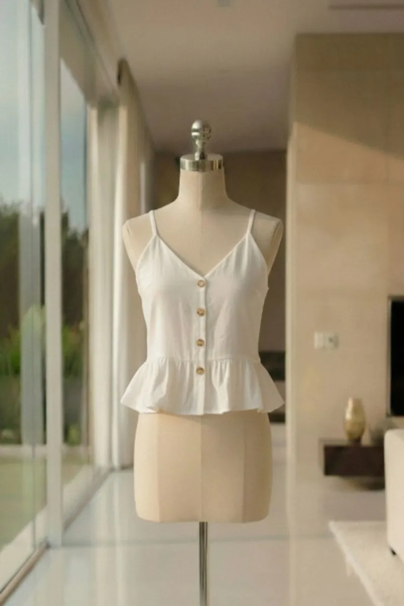 Dotti White Buttoned Up Top photo 1