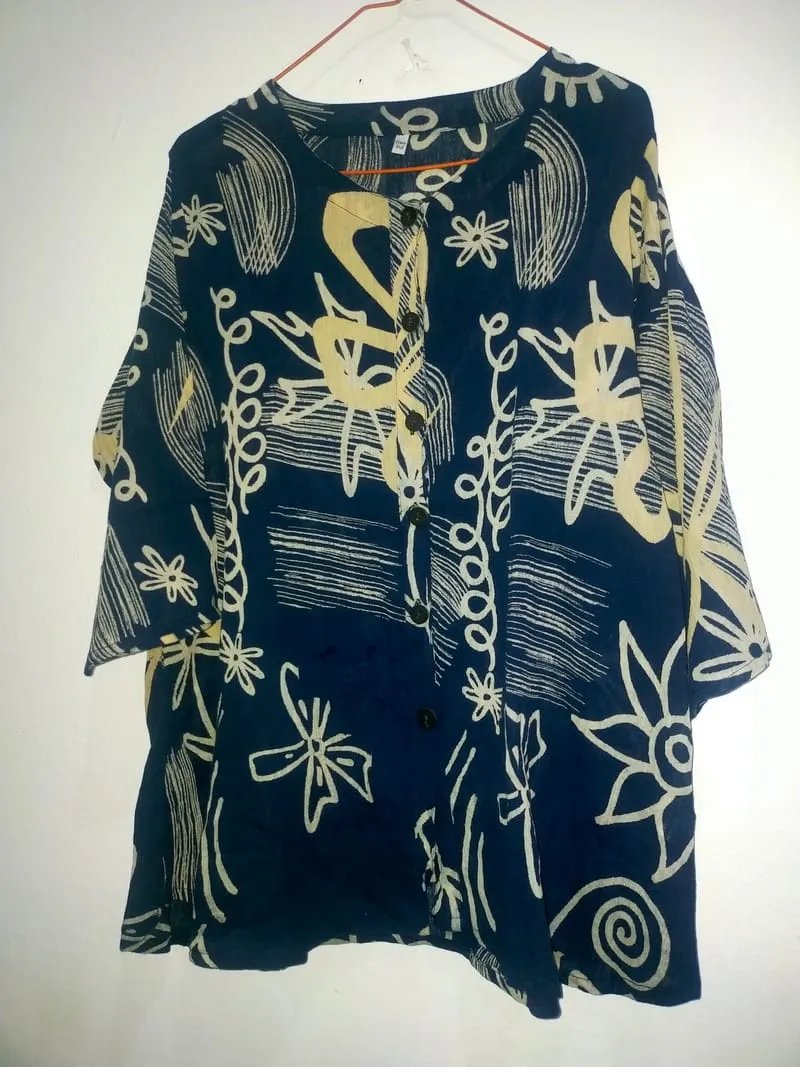 Vintage Casual Blouse Wanita navy photo 1