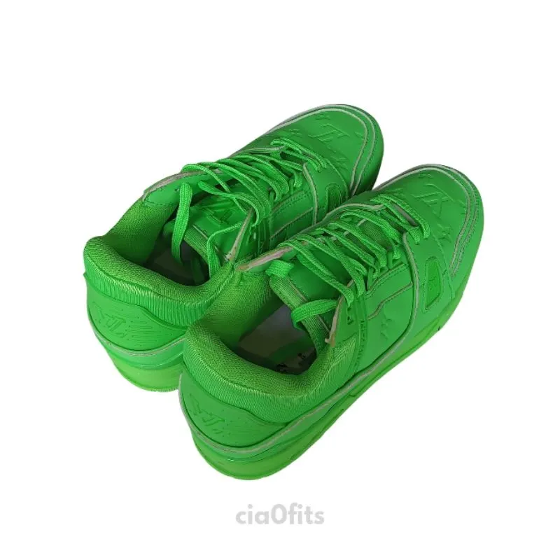 Sepatu LV Trainer Sneaker Green - High Quality Replica photo 1