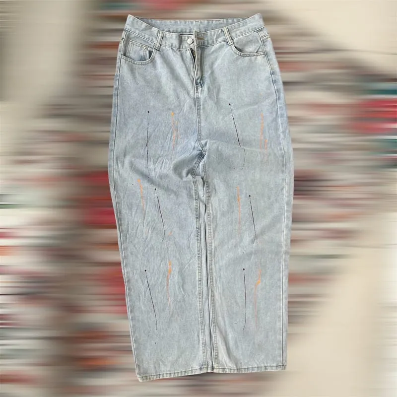 Streetwear Skater Jeans Pria white gray photo 1