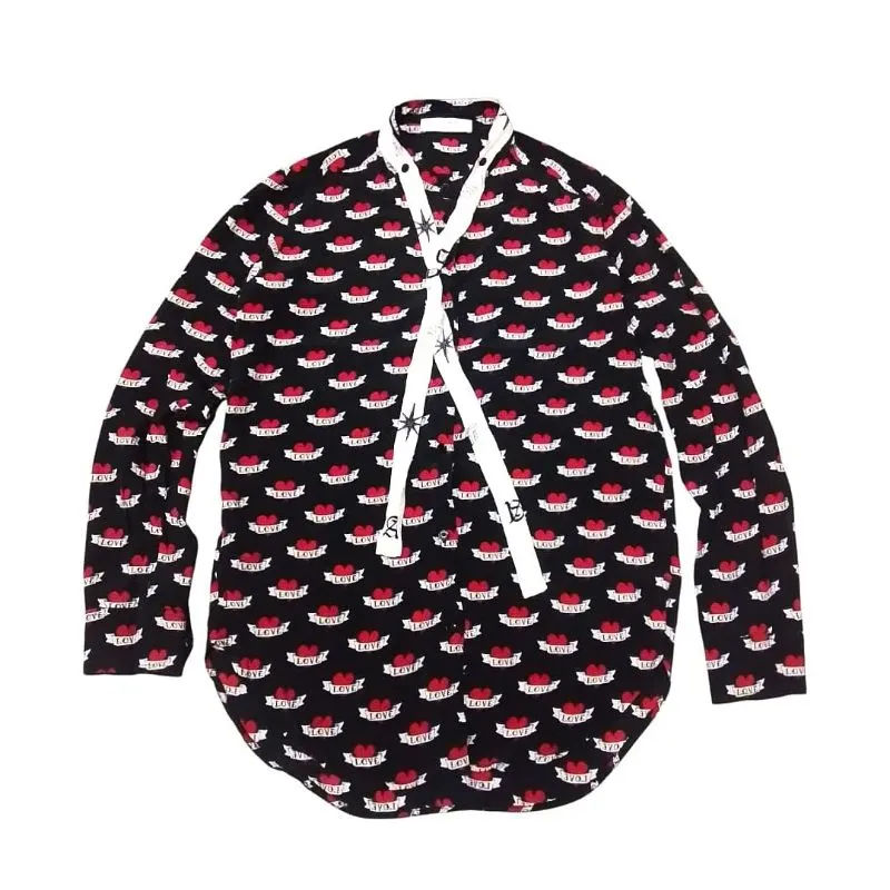 Sandro Paris Black Heart Print Silk Shirt photo 1