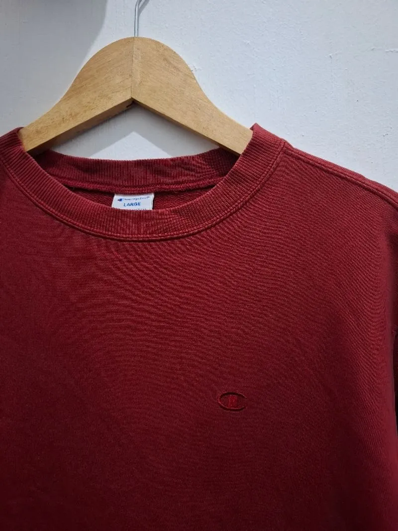 Champion small logo bordir maroon sweater photo 1