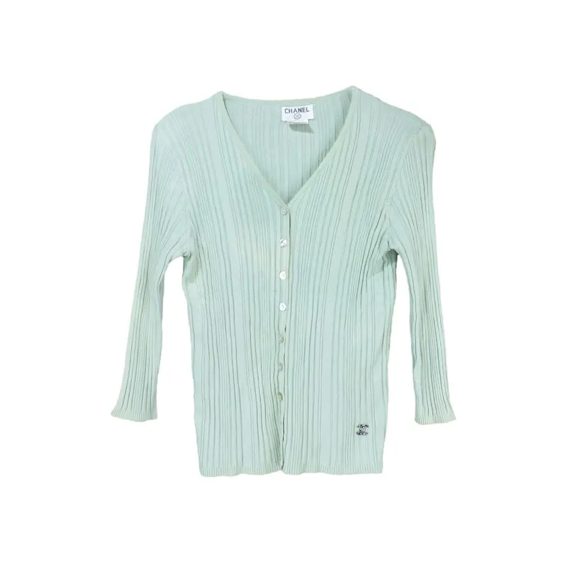 CHANEL RIBBED PLEATED CARDIGAN photo 1