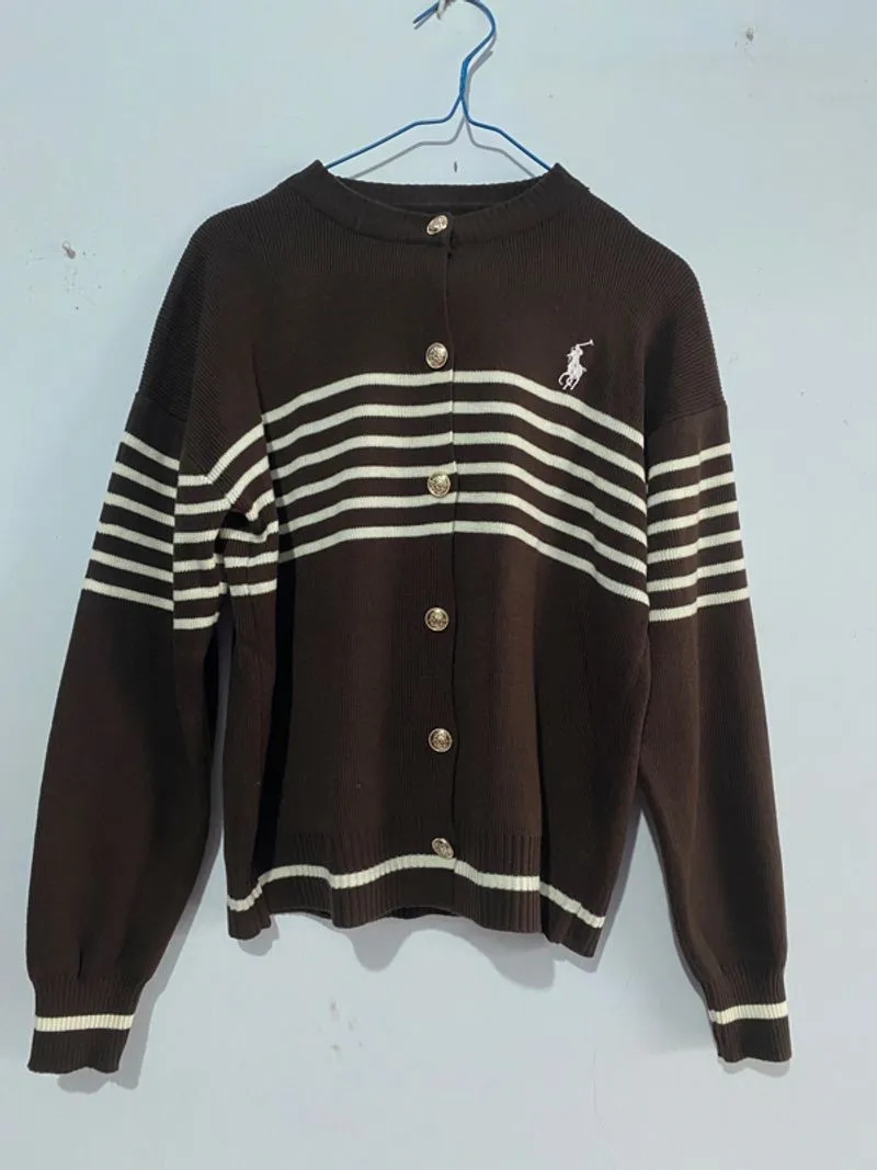 STIPED CARDI BROWN | GA PERNAH DIPAKE KRN SALAH CO photo 1