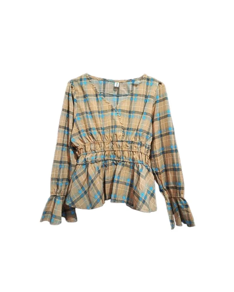 top blouse motif kotak photo 1