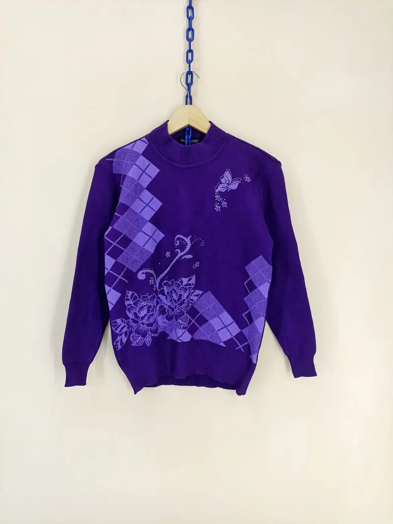 Vintage Luxury Sweater Wanita purple photo 1