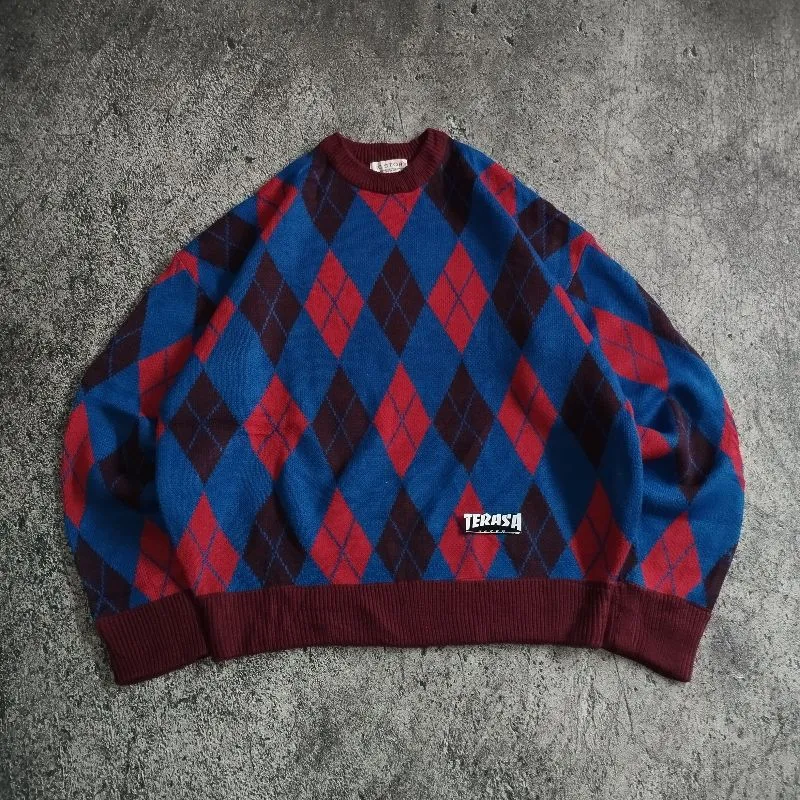 Japanese brand Streetwear Sweater Pria burgundy photo 1