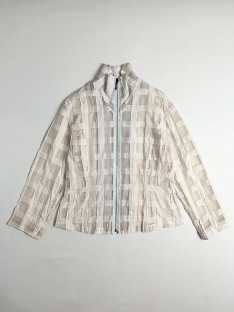 Y2k Christian Aujard Mesh Jacket Transparan Plaid photo 1