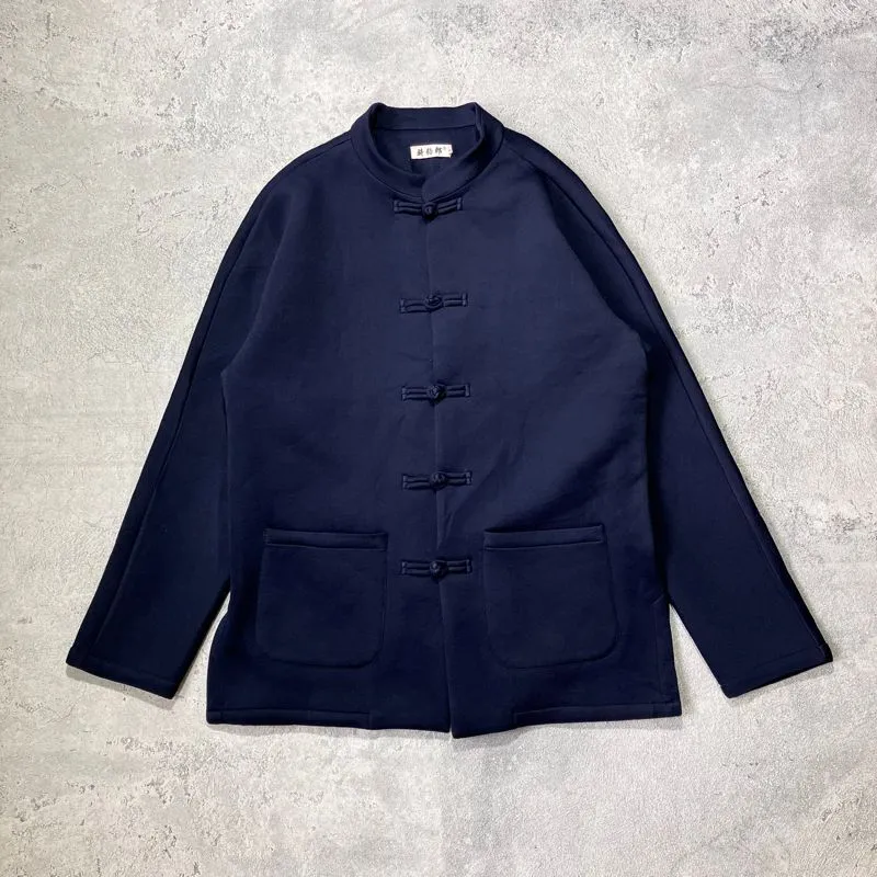 Cheongsam navy rayon blend fabric jacket photo 1