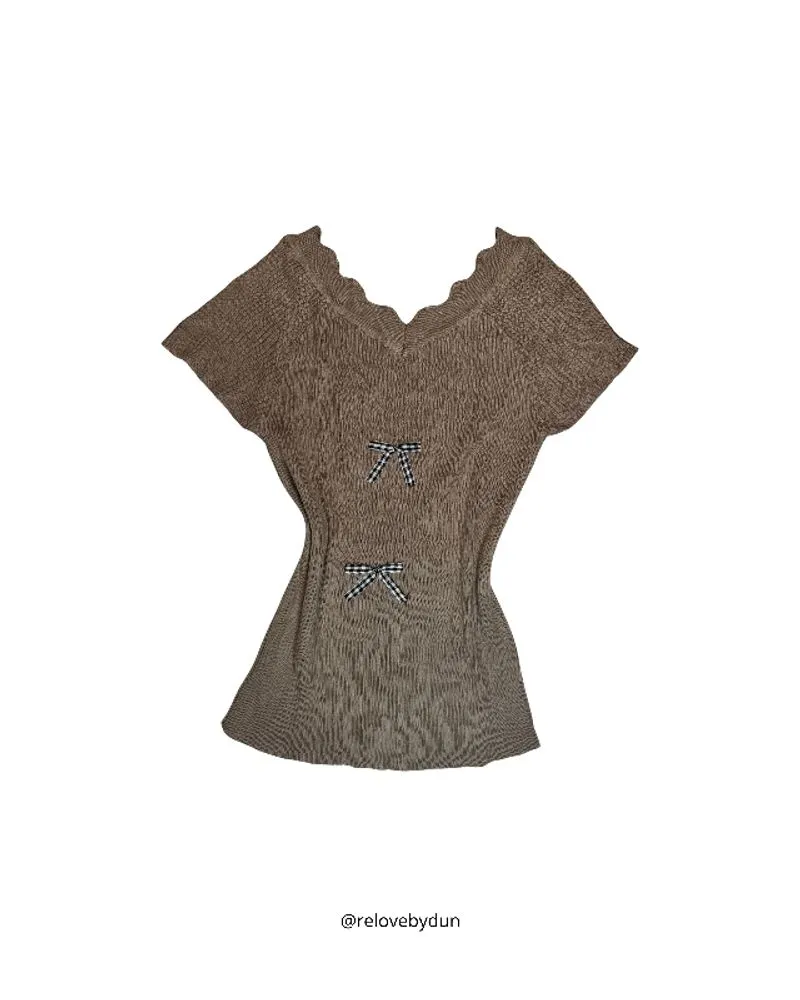 Brown Ribbon Fit Top photo 1