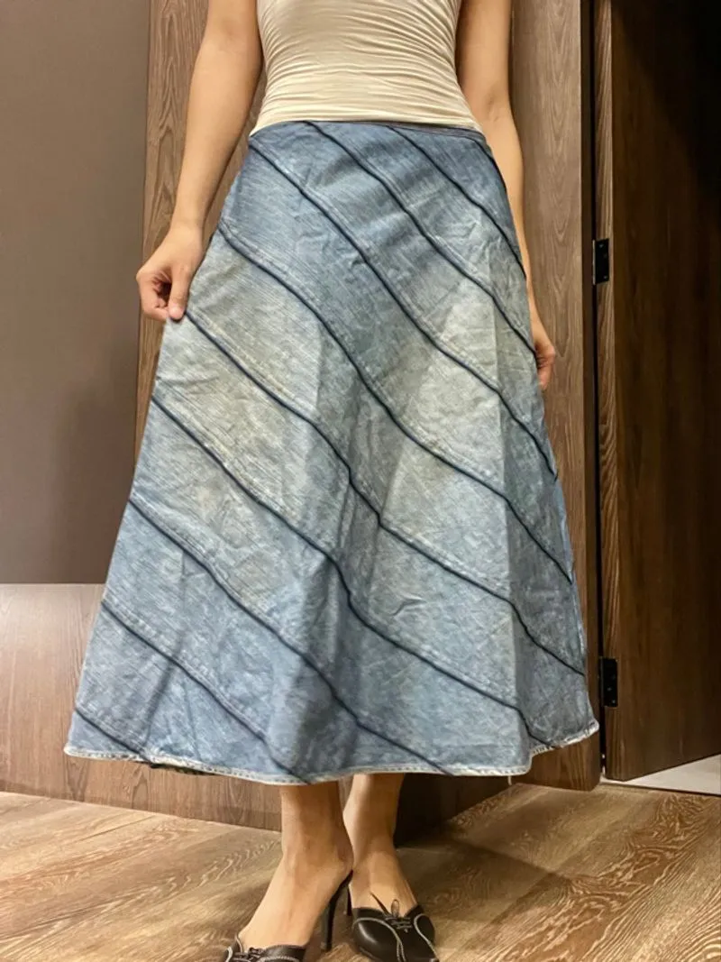 Maxi vintage Laura Ashley denim jeans skirt photo 1