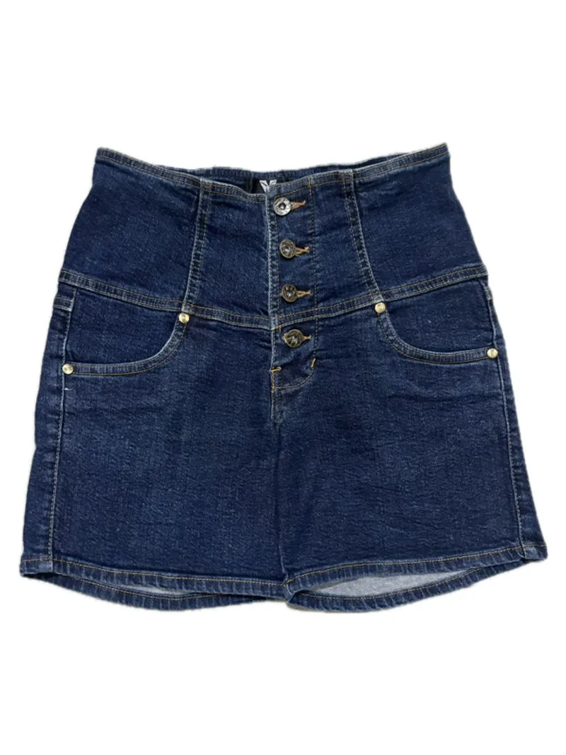 Denim shorts biru tanpa resleting photo 1