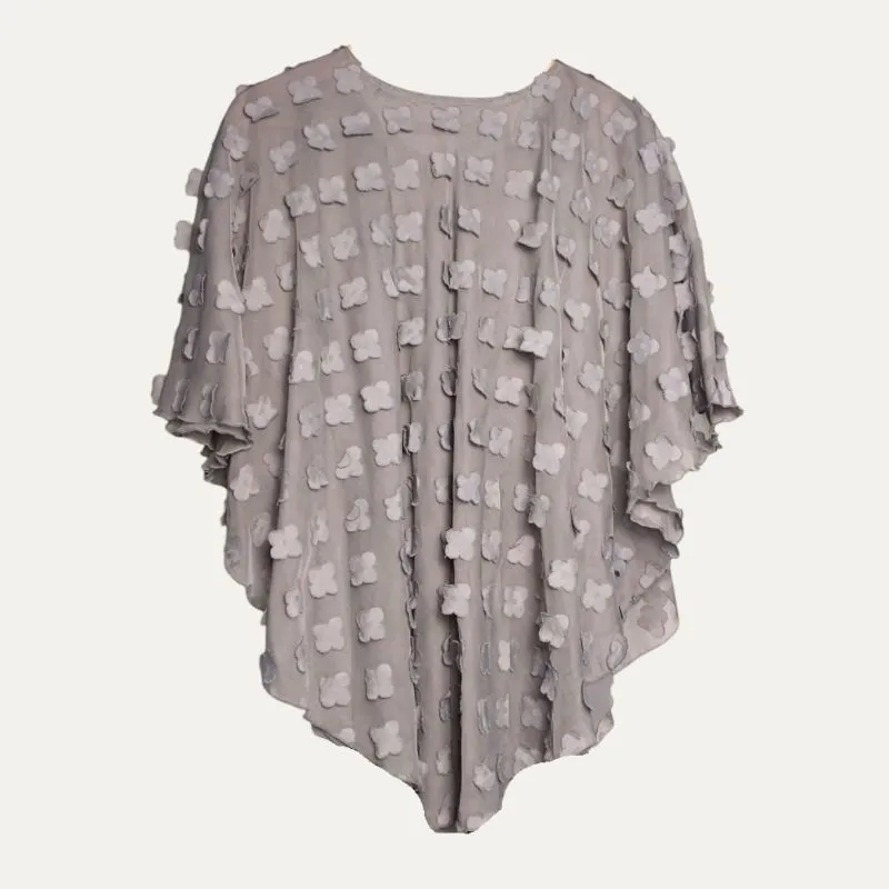 Blouse Grey Abu Abu Pastel Motif Flower Bunga Bunga Atasan F photo 1