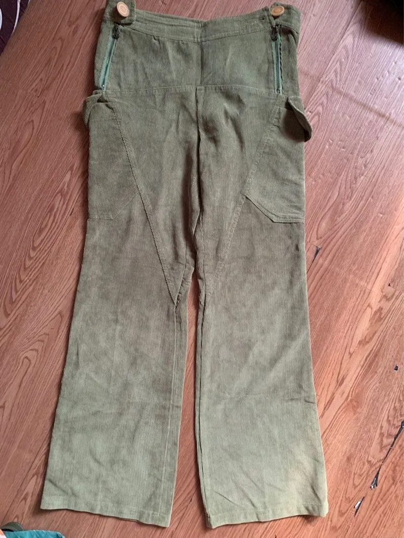 Sage Green Corduroy Bellbottom Flare Pants 70s Style photo 1