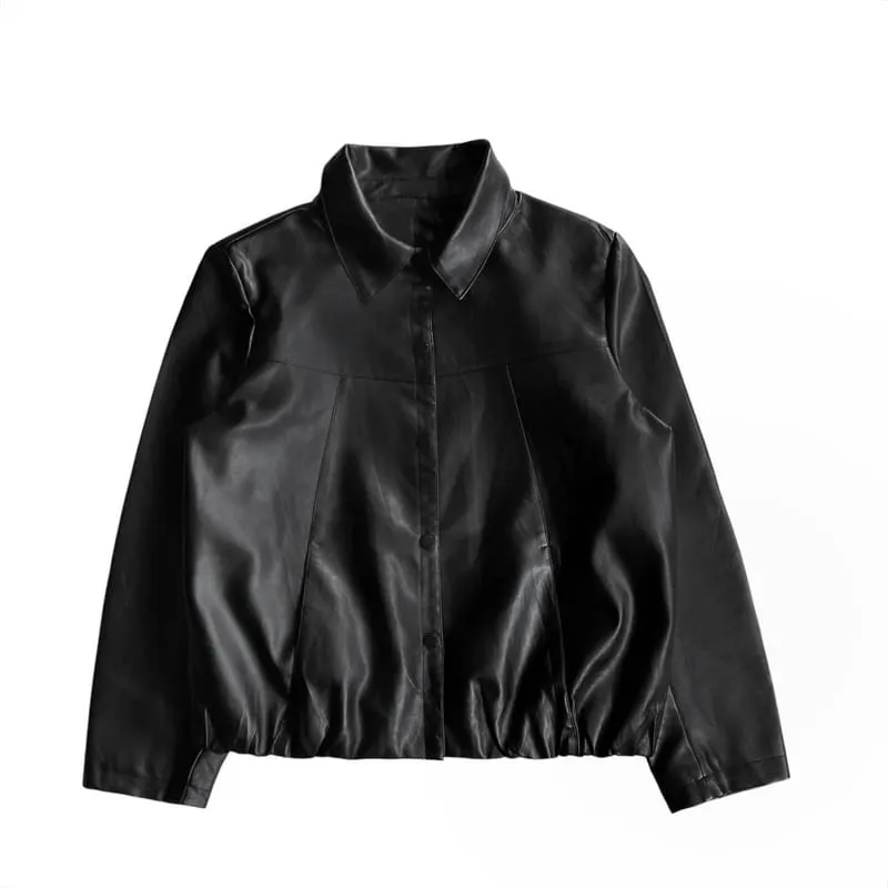 Biker Casual Leather jacket Pria black photo 1