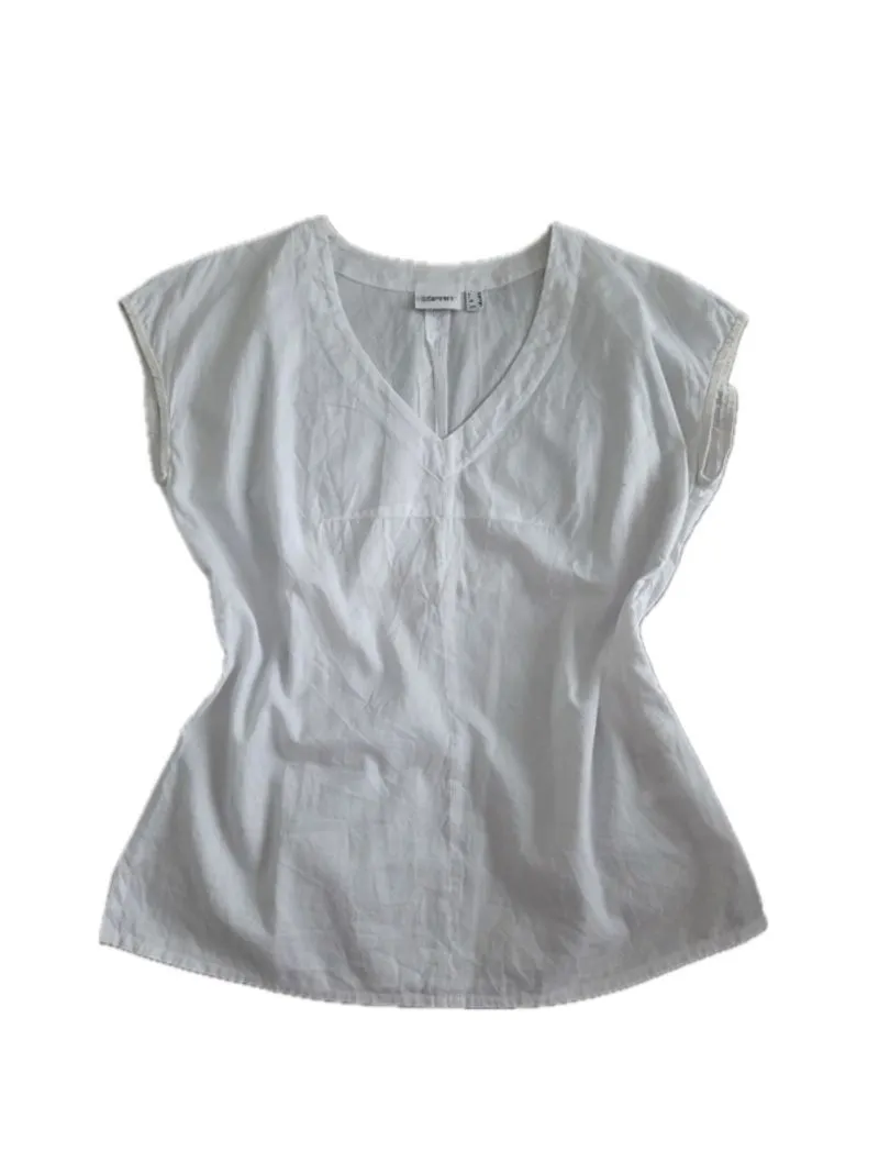 ESPRIT Japan White V-Neck Short Sleeve Top  photo 1
