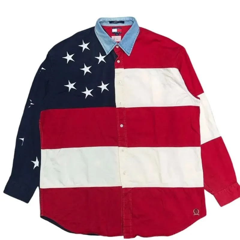 Kemeja vintage Tommy Hilfiger American flag pattern photo 1