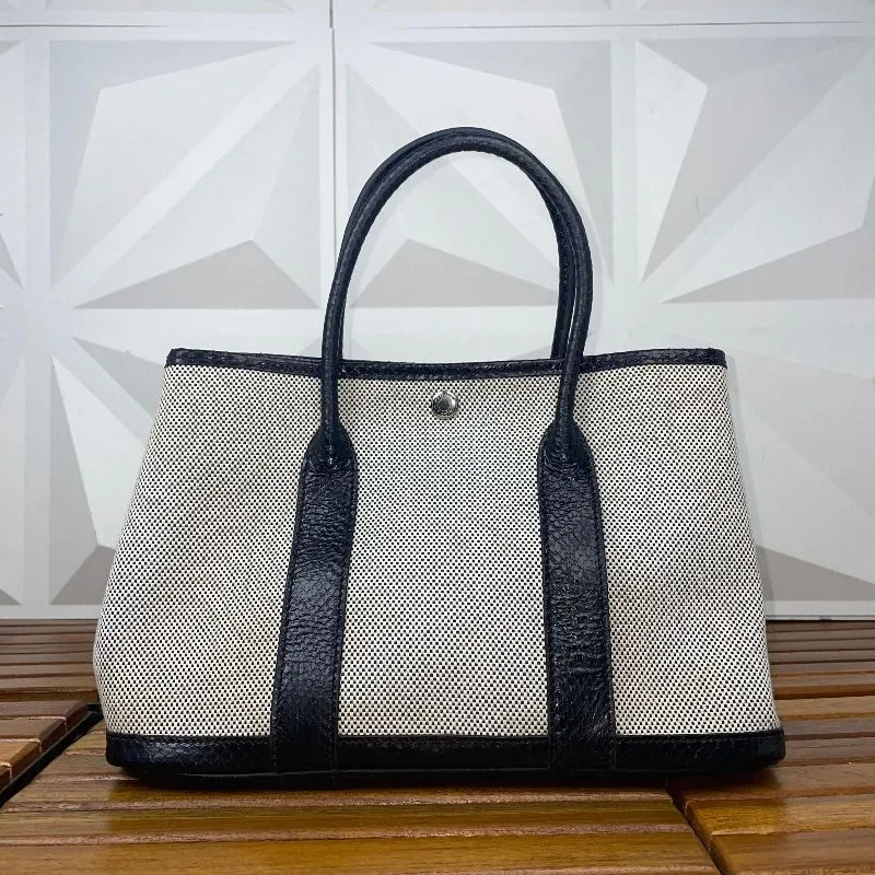 Hermes Garden Party 30 Toile Canvas Handbag Hitam Putih photo 1