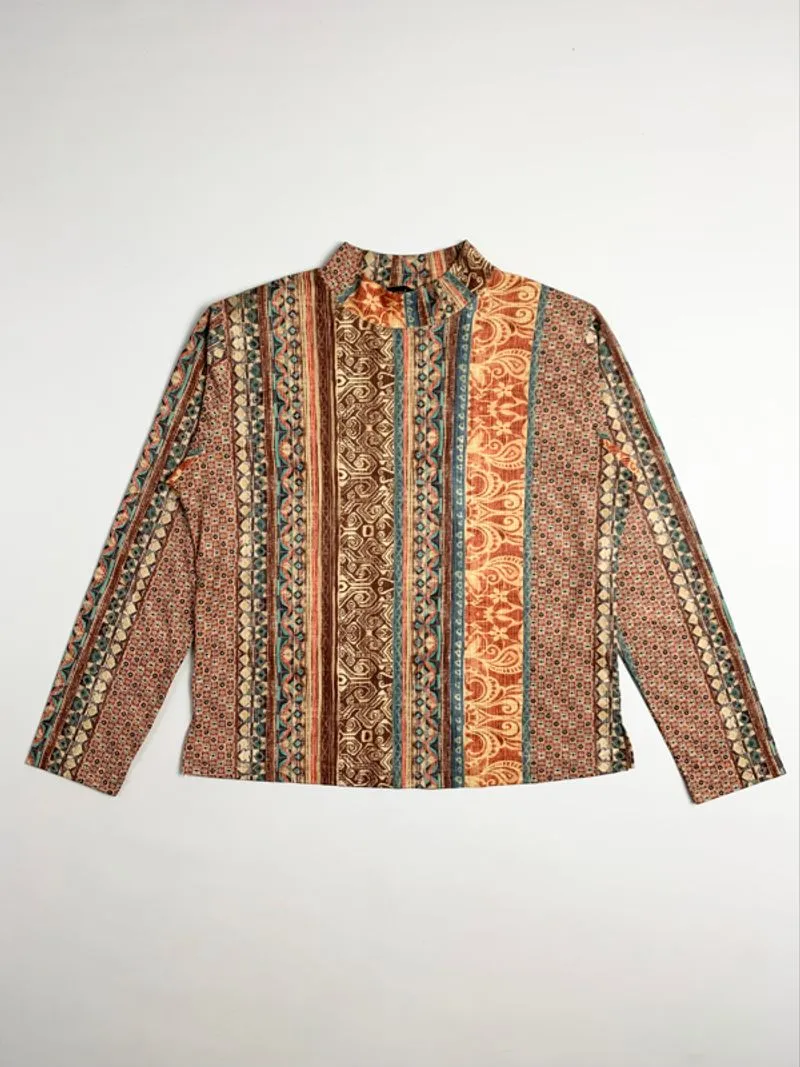 Y2k Anubis Mesh Top With Ethnic Graphic Made In Japan photo 1