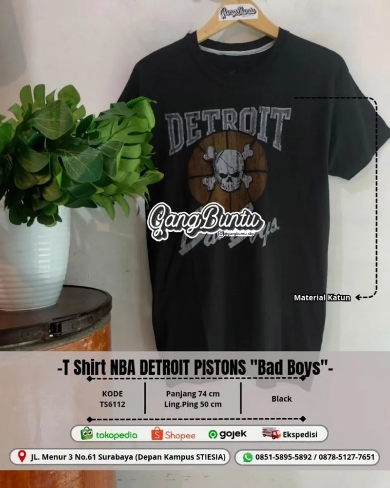 T Shirt NBA DETROIT PISTONS "Bad Boys" Tag Hanes photo 1