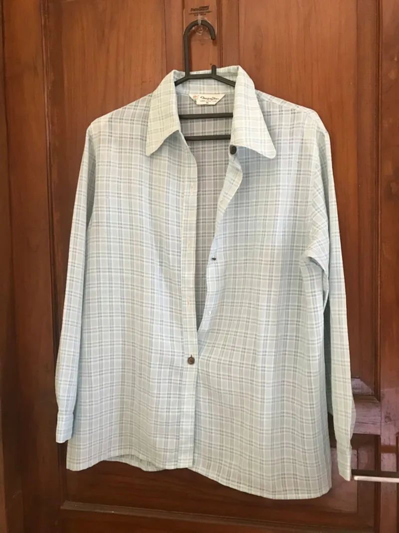Kemeja Lengan Panjang Tartan Baby Blue White photo 1