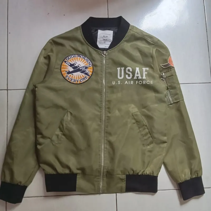 Ames Vintage Streetwear Bomber jacket Pria white green black photo 1