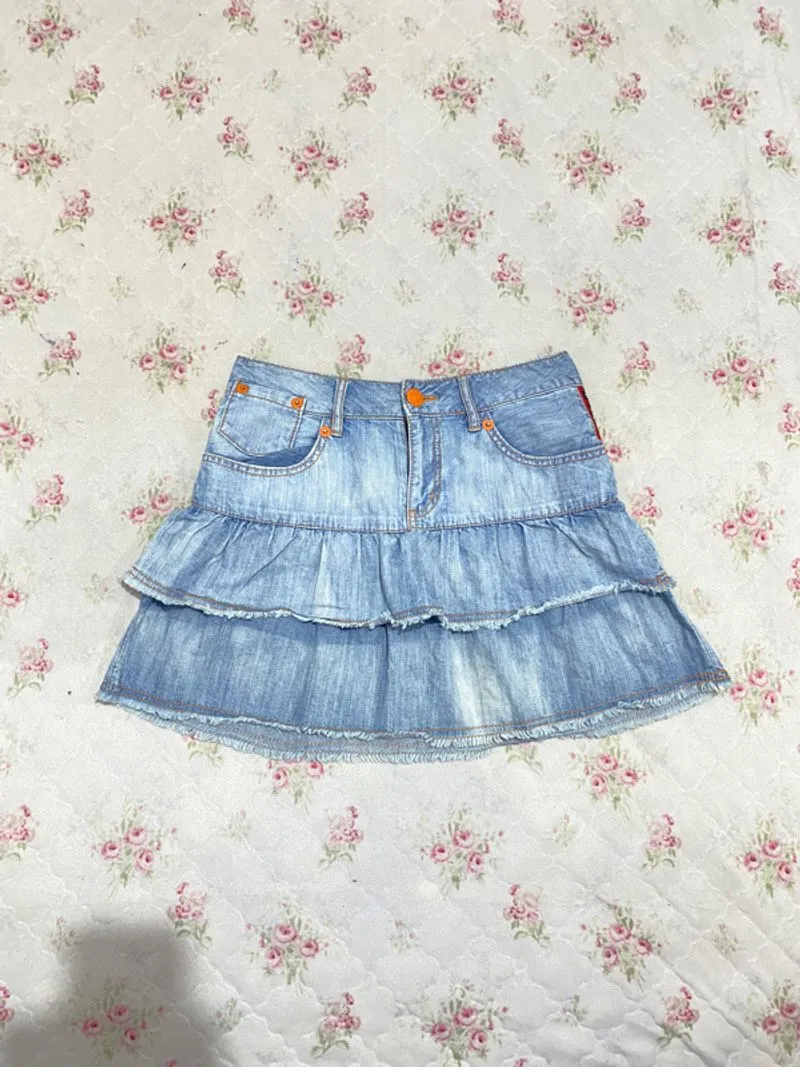 miniskirt umpak jeans denim retro vintage coquette y2k rare photo 1