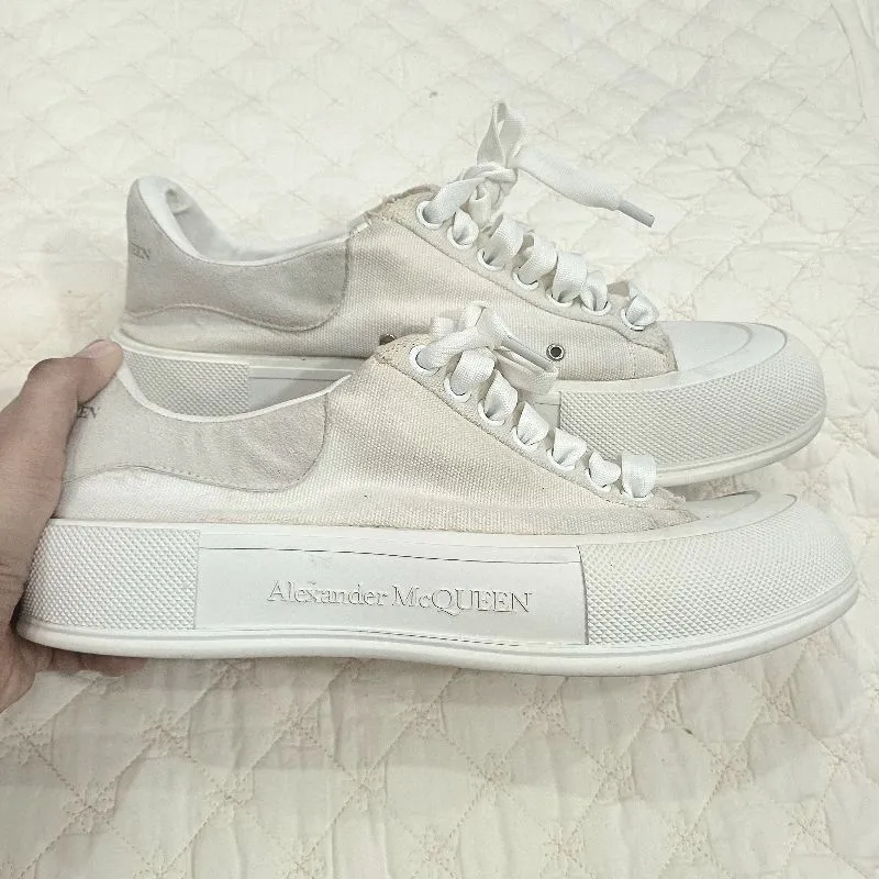 Alexander McQueen Deck Plimsoll Sneakers White Cotton Canvas photo 1