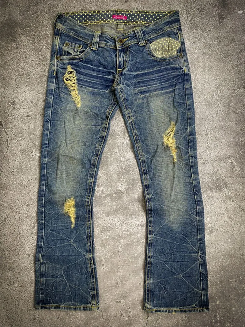 2000s Angelina Distressed Bootcut Flared Jeans photo 1