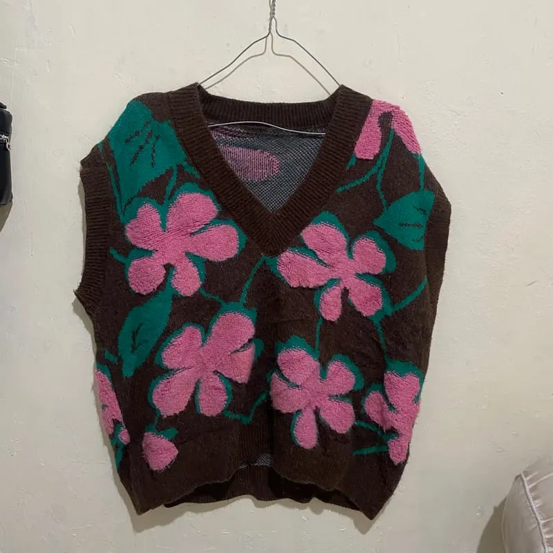 Y2K Coquette Vest Wanita pink brown photo 1