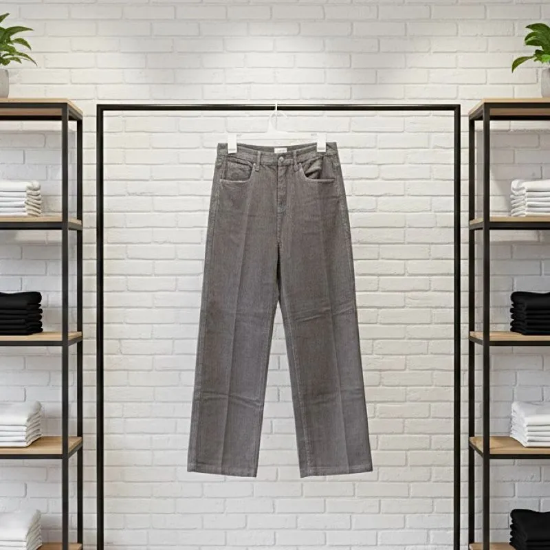 COMMA SHOP Korean Gray Corduroy Wide Leg Pants photo 1