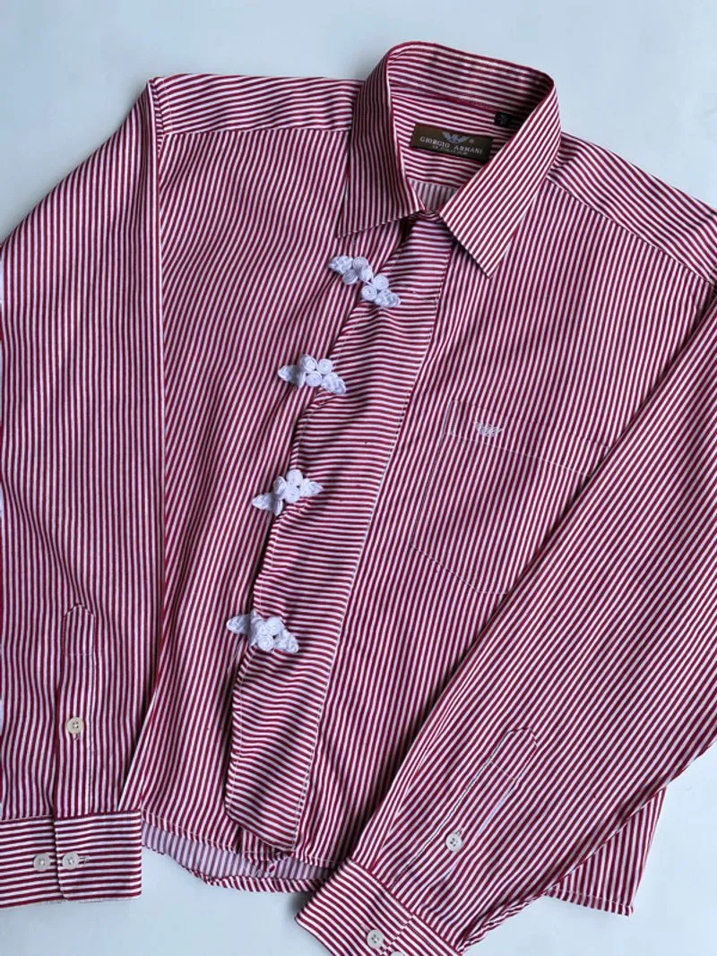 Giorgio Armani Striped shirt cheongsam boxy photo 1