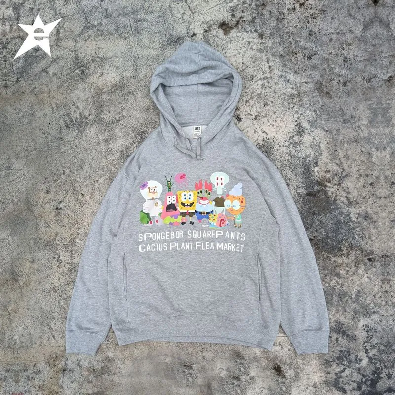 hoodie uniqlo x spongebob x cactus flea market grey photo 1