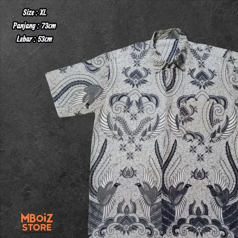 Kemeja Batik Unbrand warna Putih - Hitam photo 1